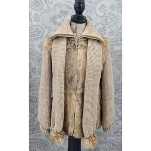 Richard Mann Vintage Fur Crochet knit jacket Boho Luxe Size Small Rare Statement